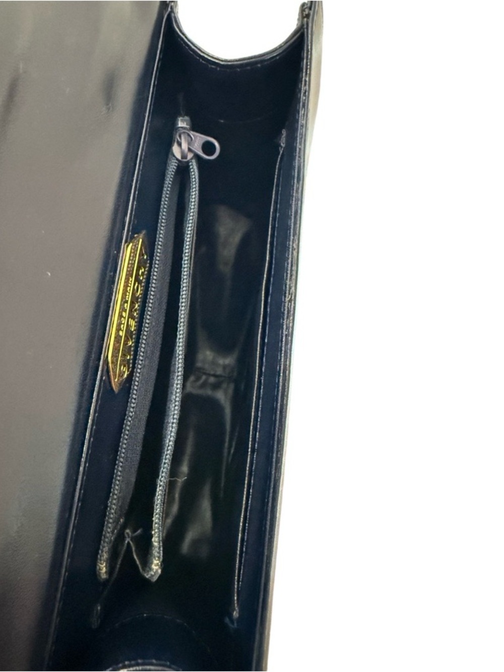 Vintage Givenchy Navy Leather Top Handle Bag Structured Designer Handbag Italy - Picture 13 of 17